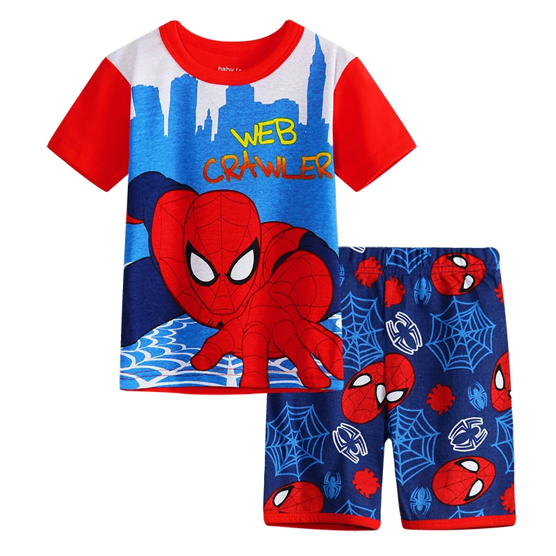 New Summer Boys Nighty Cartoon Nightgown Costume Boys Cute Set Baby Toddler Short Sleeve Pajamas Sets Home Wear