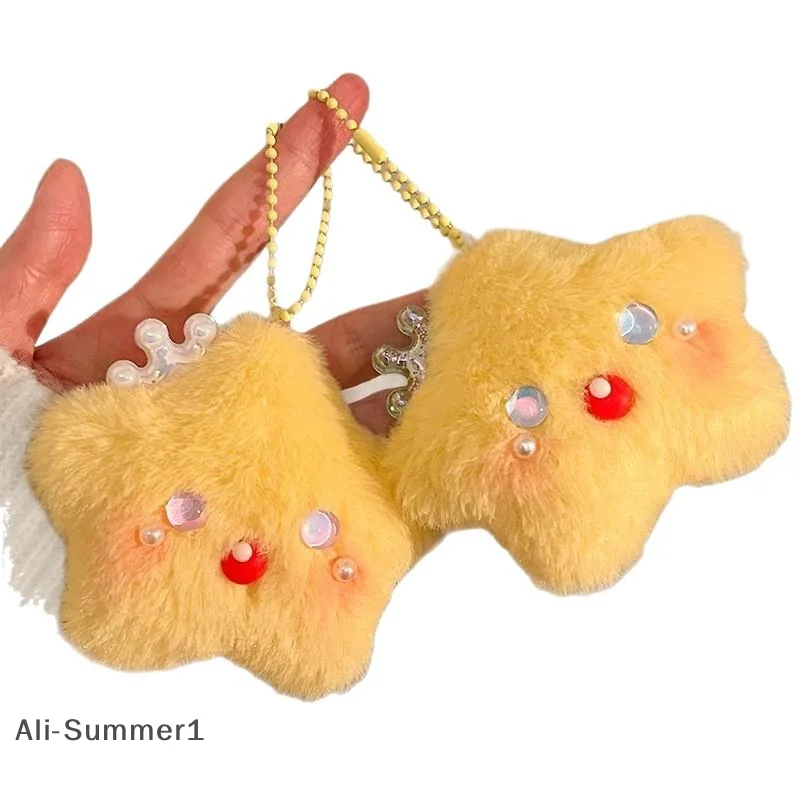 【E】Simpatico cartone animato peluche spremitura stella ciondolo portachiavi fascino portachiavi auto zaino borsa ciondolo decorazione accessori regali