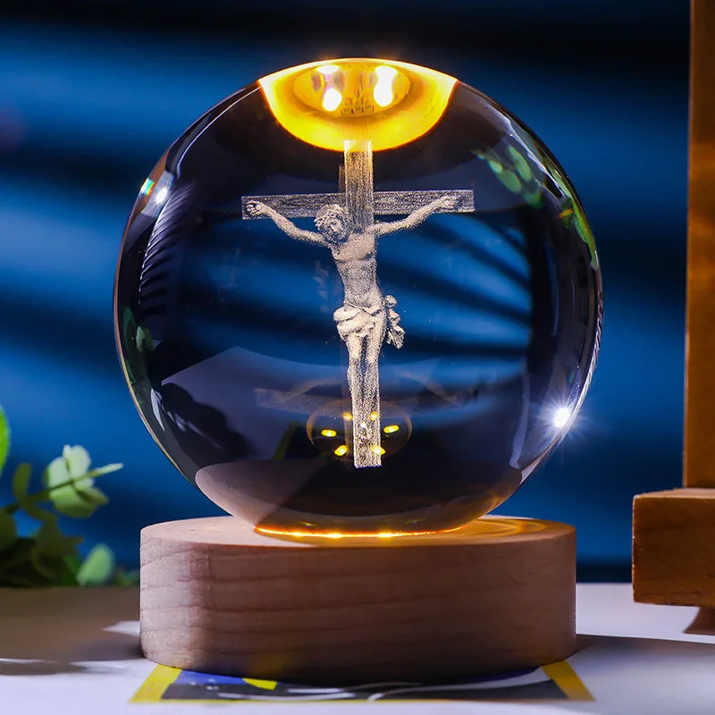 USB LED Night Light Galaxy Crystal Ball Table Lamp 3D Planet Moon Lamp Bedroom Home Decor for Kids Party Children Birthday Gifts