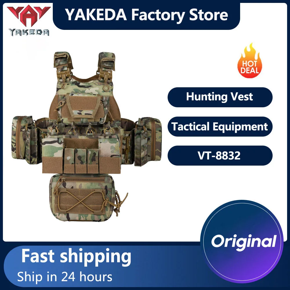 YAKEDA Tactical Vest Quick-release Outdoor Suit Supplies Training Vest Breathable Wear-resistant Multifunctional CS Hunting Vest