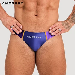 Satin Sexy Low Waist Gossy Bikinis Breathable Quick Drying Shiny Sports trunks Color Matching Underwear UnderpantsBriefs
