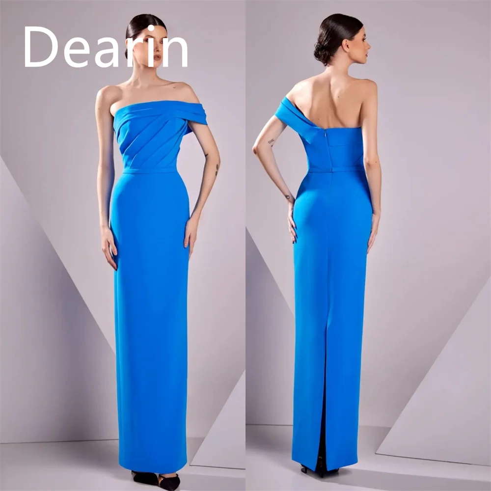 

Customized Saudi Arabia Dearin Off-the-shoulder Column Ankle Length Skirts Vertically Bespoke Occasion Dresses Evening Gown Form