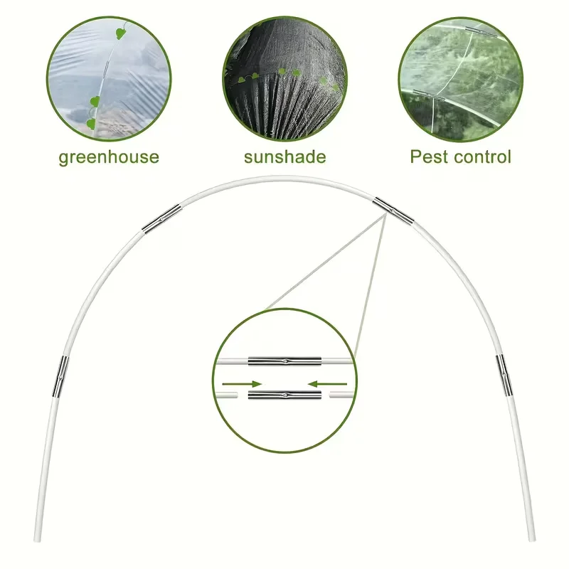 25/50 Garden Rings, Designed Specifically for Elevated Flower Beds and Planting Shelters, Using a 43inch Wide Tunnel Greenhouse Frame. These Rust-Resistant Fiberglass Support Rings Feature a Double-Layer Design and Include 16/32 Clips and 20/40 Connectors view 4