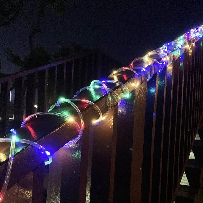 Christmas Party Fairy Lights Solar Powered Rope String Outdoor with 8 Modes for Tree Patio Yard Garden Wedding Decoration