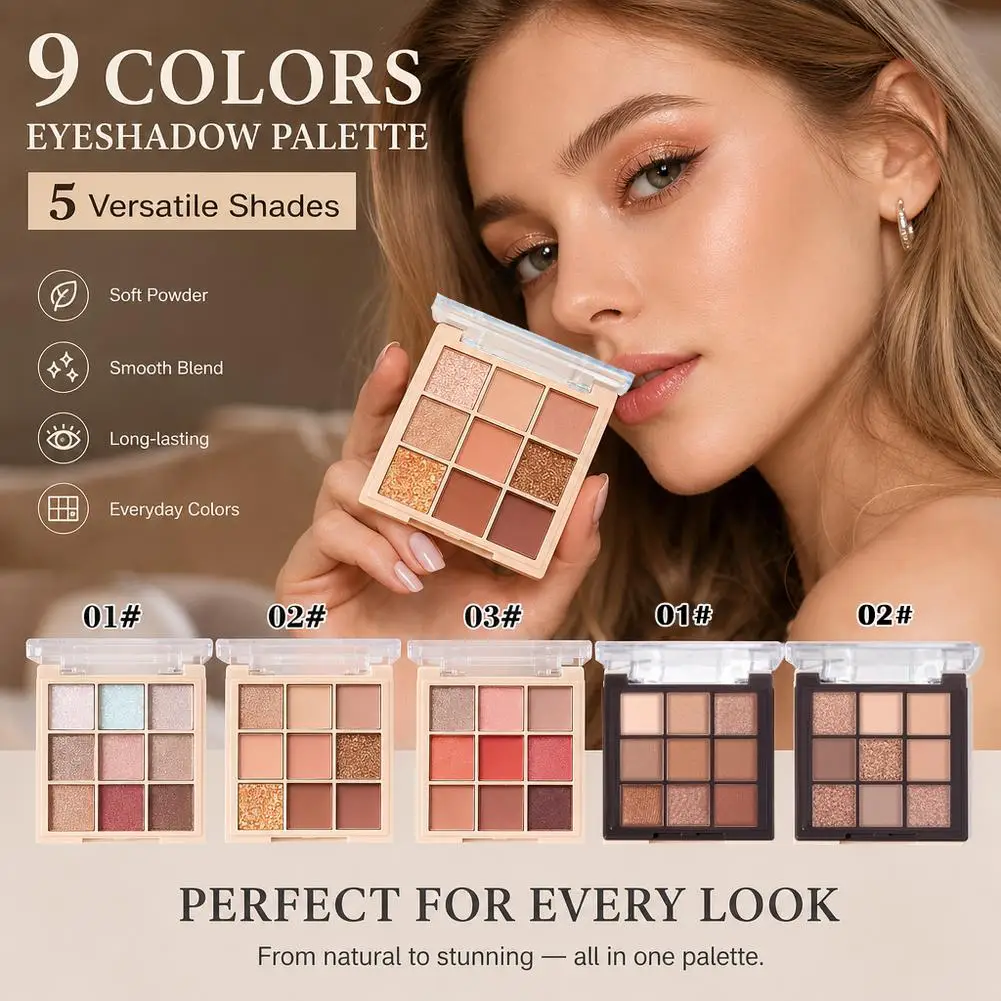 Helen Beauty Nine Color Eyeshadow Disk Multi-Purpose Muted Gloss Thin Glitter Long-Lasting Wearable Eye Makeup Repairable