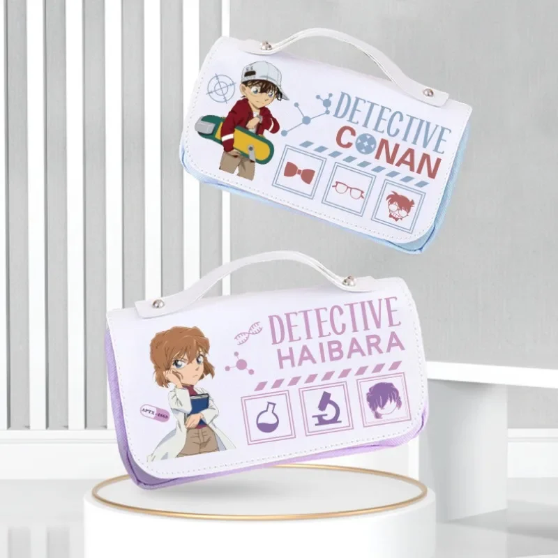 Detective Conan-Bolsa de bolígrafos para niños y niñas de escuela primaria, estuche de lápices de gran capacidad, bolsas al