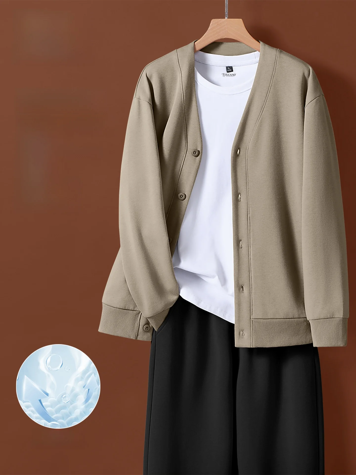 Conjunto Masculino TUCANO Casual: Cardigã Gola V e Calça - Coleção Primavera 2026 - Manga Longa em Algodão e Poliéster com To...
