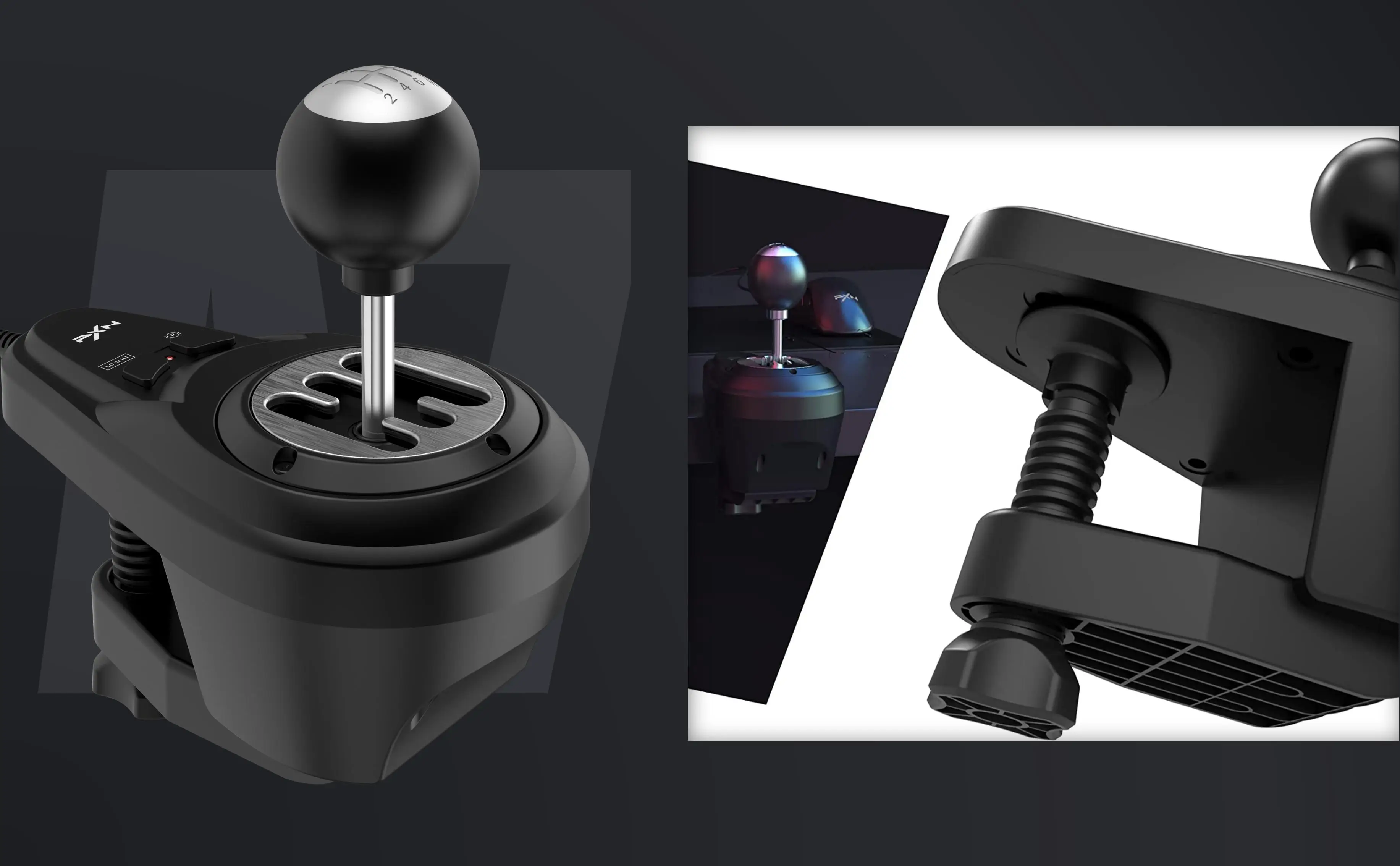 PXN A7 Shifter Gaming Gear, 6+R-Geschwindigkeit, USB/RJ11/DIN, mit P-Brake und High-Low-Tasten, universell für PC-Rennrad – Detail 3