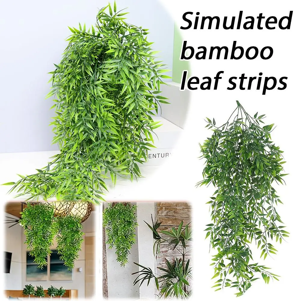 2PCS Fake Hanging Plants, Lifelike Artificial Bamboo Plants Outdoor, Fake Bamboo Leaves Plant for Living Room Patio Porch Decor - Detail 1