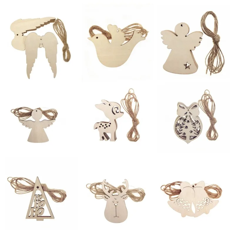 10 قطعة عيد الميلاد الحلي الخشبية للحرف اليدوية شريحة خشبية غير مكتملة الحلي شجرة عيد الميلاد الخشبية معلقة الديكور Crafts بها بنفسك الحرف #1