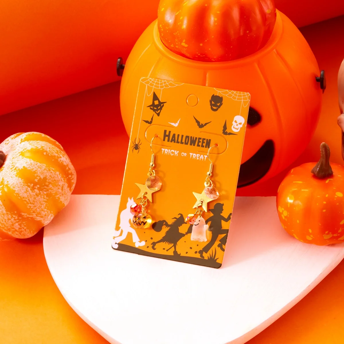 Halloween Ohrringe Harz Geist Kürbis Stern Mond Kristall Perlen Fransen Asymmetrische Ohrring Für Frauen Männer Gothic Lustige Schmuck Geschenk