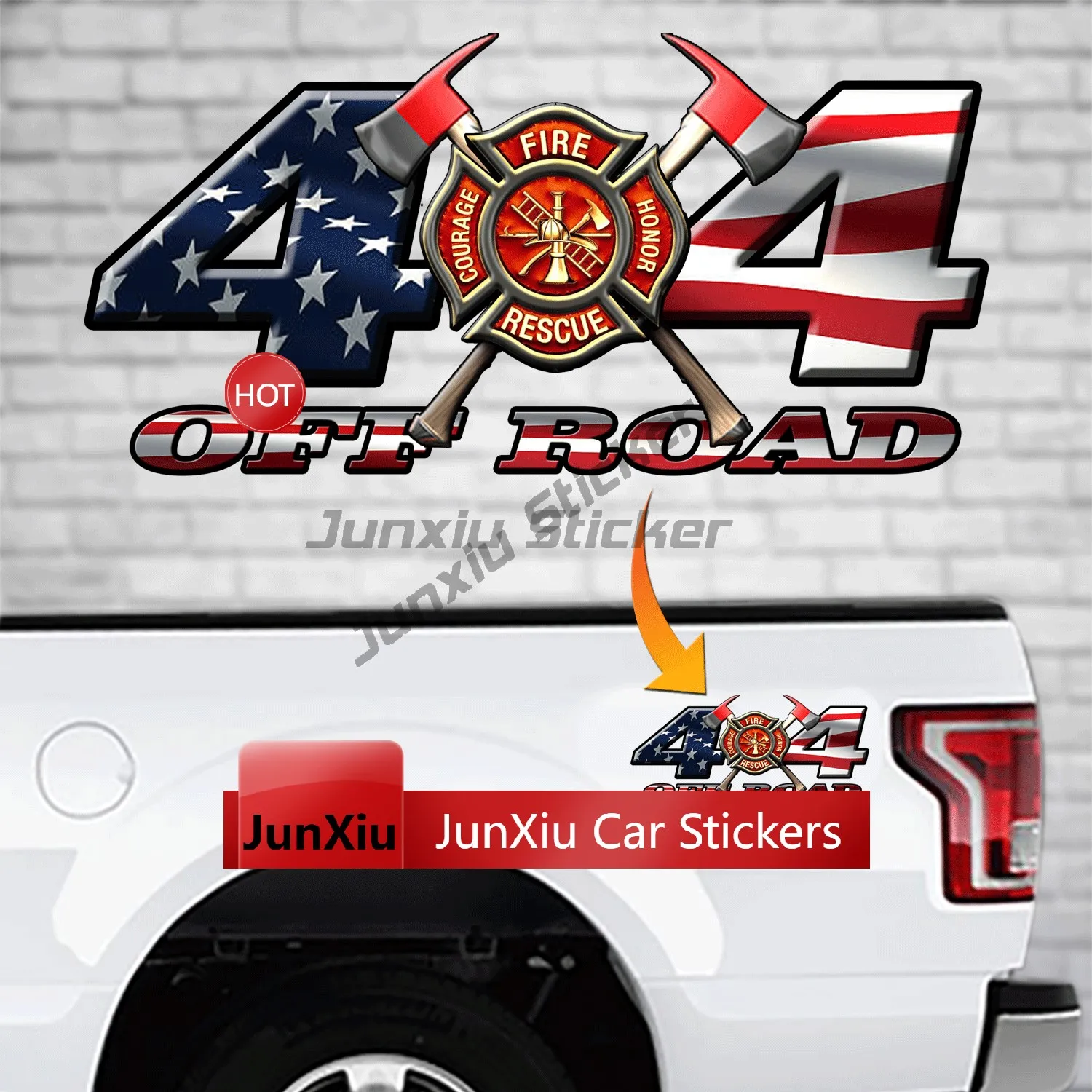 2 Stück 4x4 Roter Bikini-Mädchen Truck-Aufkleber Sexy Autokarosserie-Sticker 4x4 Truck Feuerwehrmann-Aufkleber Orange Feuer Offroad-Dekor Grafik USA – Detail 7