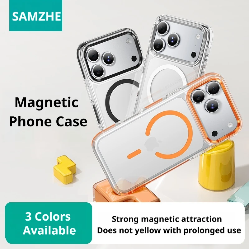 

SAMZHEMagnetic Case For iPhone 17 Pro Max Ultra-Thin, anti-fall Lens Cover Phone Case For MagSafe, Premium Design Magsafe Cases