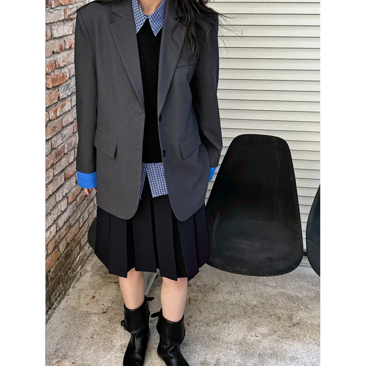 SuperAen-traje con cuello vuelto de estilo coreano para mujer, chaqueta informal holgada de manga larga a juego, primavera 2025, nuevo Color