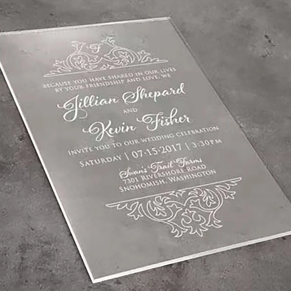 

Clear Acrylic Invitations Card Floral Transparent for Wedding Marriage Greeting