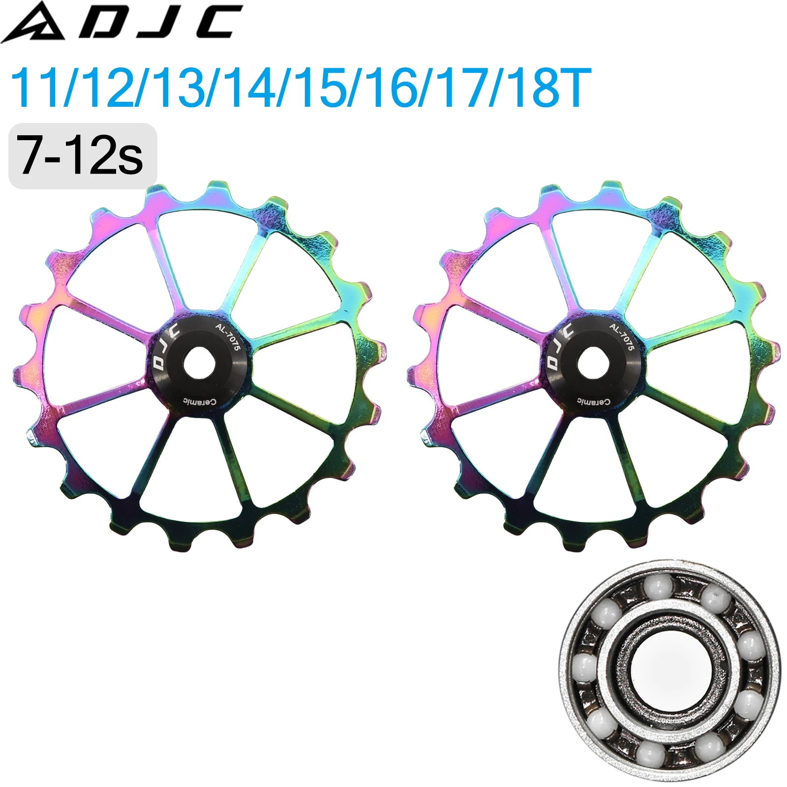 DJC Bike Pulley Wheel 12s Ceramic Bearing Oilslick 11 12 13 14 16 18T MTB Road Bike for Derailleur Mountain Bike Guide Wheel