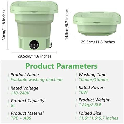 Portable Washing Machine and Dryer Combo, 8L Mini Folding Washing Machine Portable with Disinfection Function, Small Portable Wa