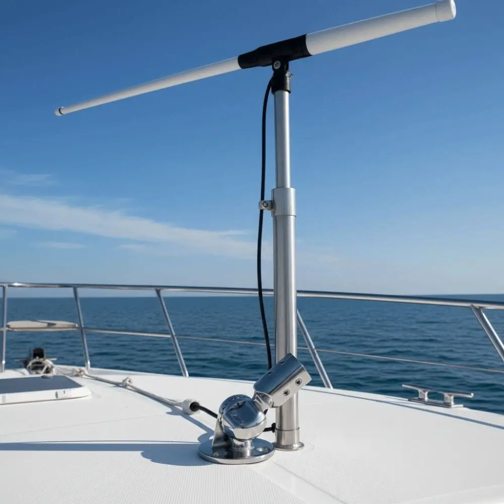 

316 Stainless Steel Antenna Base 25mm Round Adjustable Design Marine Mount Deck Base 7/8 Inch VHF Antenna Canoe Mount