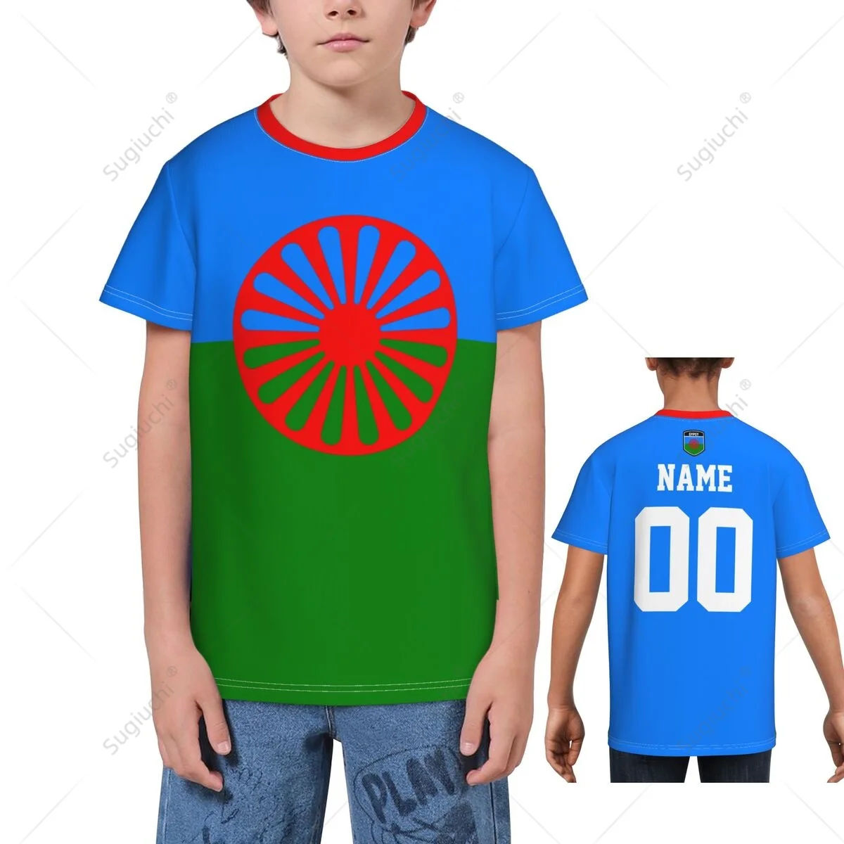 Nome personalizzato numero Roma Romani Gypsy Flag 3D T-shirt per bambini Youth Boy/Girl Tees jersey Soccer Football Fans Gift T shirt