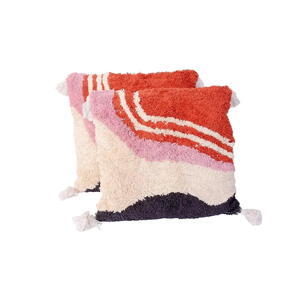 

Furr Throw Pillow Covers - Set Of 2 Decorative Tufted 18”X18” Square Cushion Covers For Couch Sofa Office Bedroom Decor |