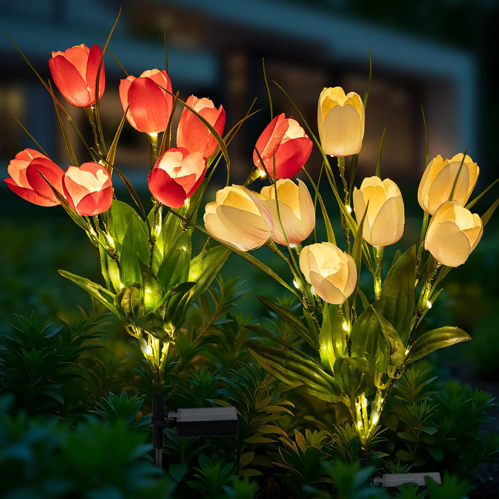 

Solar Lights Outdoor Garden Decorative Solar Garden Lights with 7 Tulip Flowers Waterproof for Patio Yard Fence Lawn Pathway