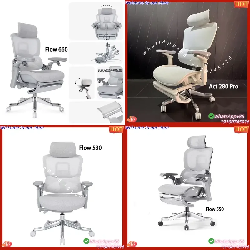 2026 Ergonomic Office Chair Adjustable Lumbar Support Dynamic Backrest Headrest Armrests Breathable Mesh Chair Long Sitting