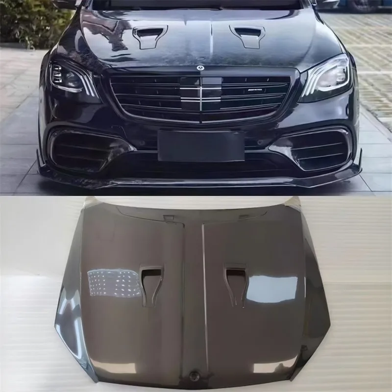 

Для Mercedes-Benz S-Класса W222 S63 S65 2015+ Накладка на капот из настоящего карбона, комплект для тюнинга, автозапчасти