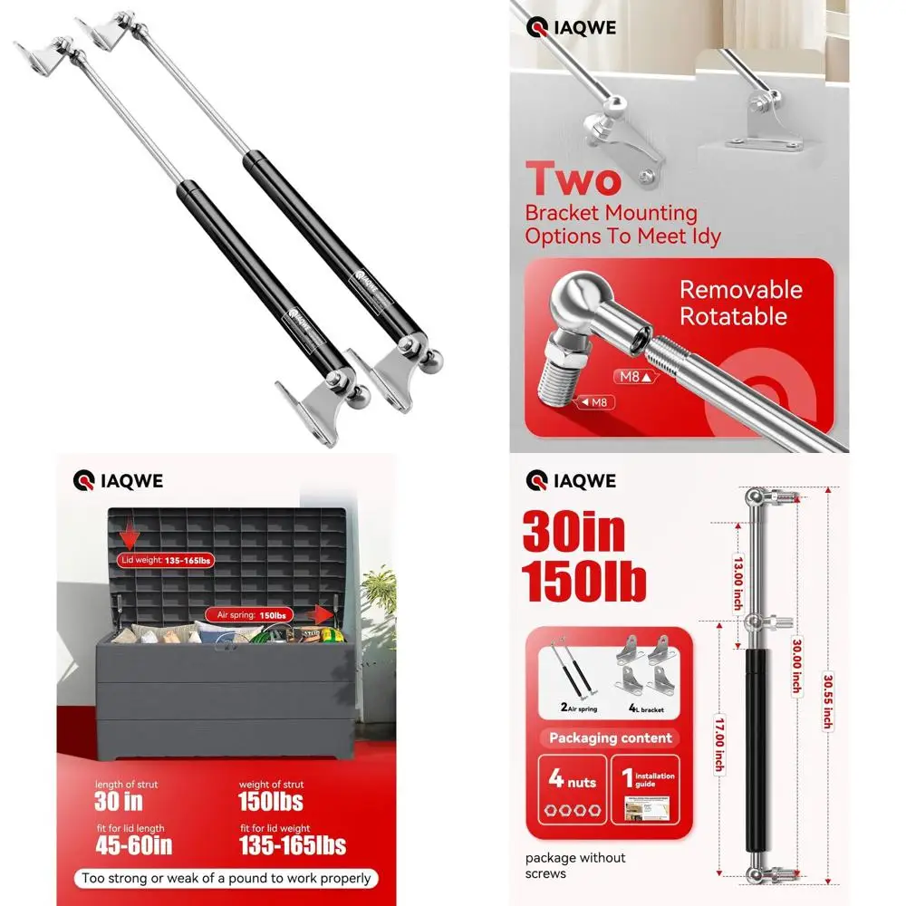 Heavy-Duty 30 Gas Struts for Boat Covers, RV Beds, Storage Boxes, and Outdoor Cabinets (150 lbs/667N, 2-Pack)