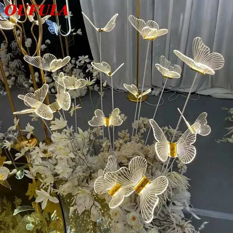 

OUFULA Modern Wedding Walkway Elegant Acrylic Butterflies LED Standing Lamp for Romantic Party Light Stands Decoration