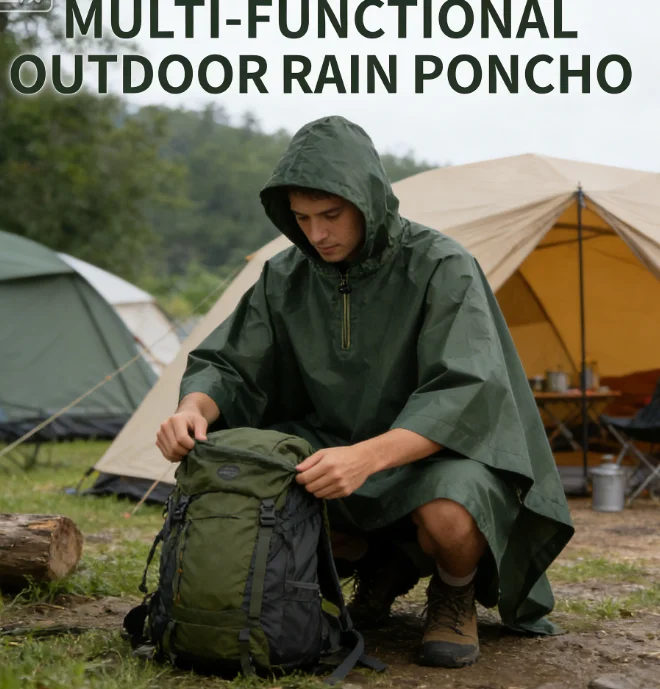 

Квадратный дождевик 3-в-1: туристический коврик, плащ, пончо для активного отдыха (европейский и американский стиль)