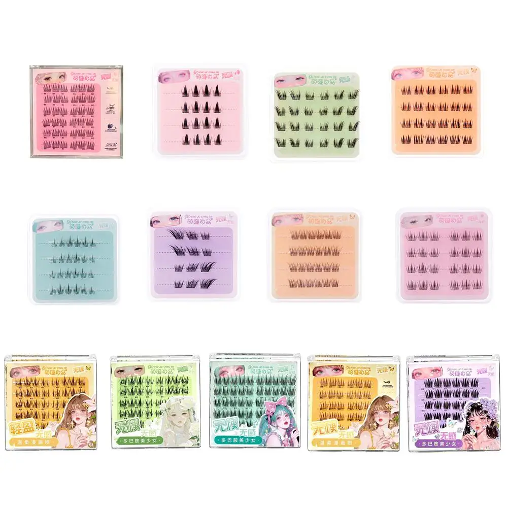 لتقوم بها بنفسك خالية من الغراء الرموش الصناعية مظهر طبيعي رقيق رمش تطعيم ذاتية اللصق مجموعة واحدة مجزأة لاش تمديد أداة