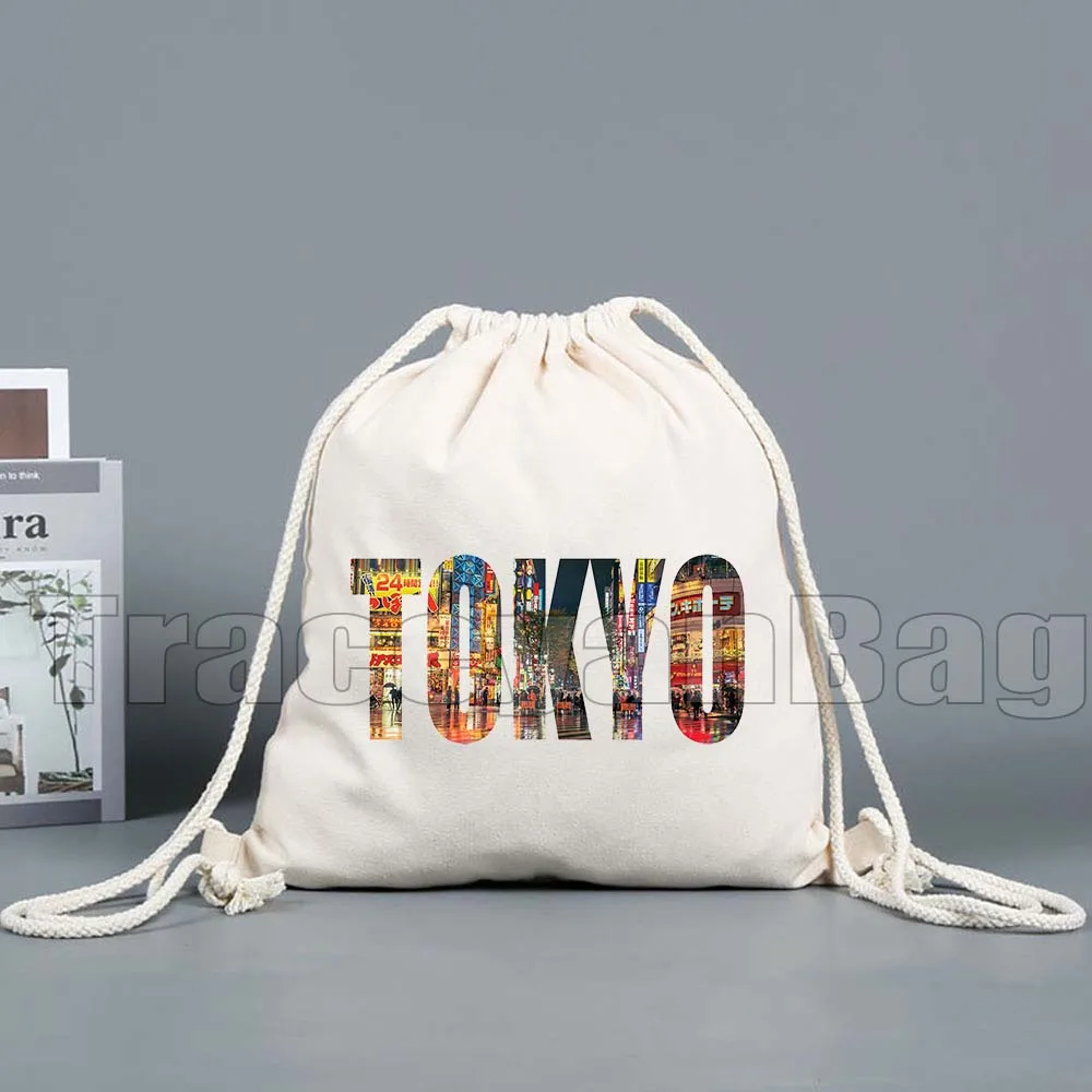 طوكيو Maneki Neko لطيف اليابانية محظوظ القط جبل فوجي جنبان نمط طباعة قماش الرباط أكياس كرة القدم على ظهره رياضة اليوغا Sackpack #4