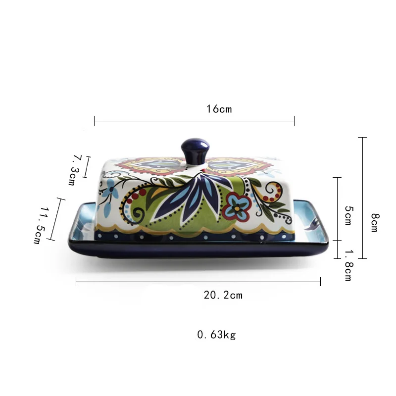Nordic Hand-Painted Ceramic Butter Dish 5