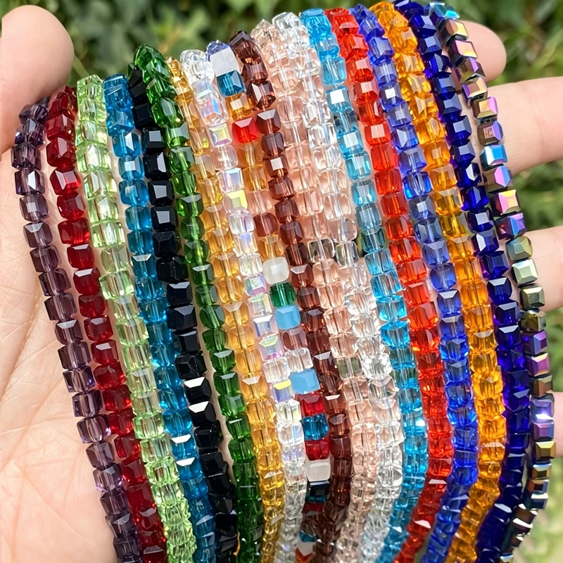 Multicolor Cube Austrian Czech Crystal Glass Square Loose Spacer Beads For Jewelry Making DIY Bracelet key chain Accessories
