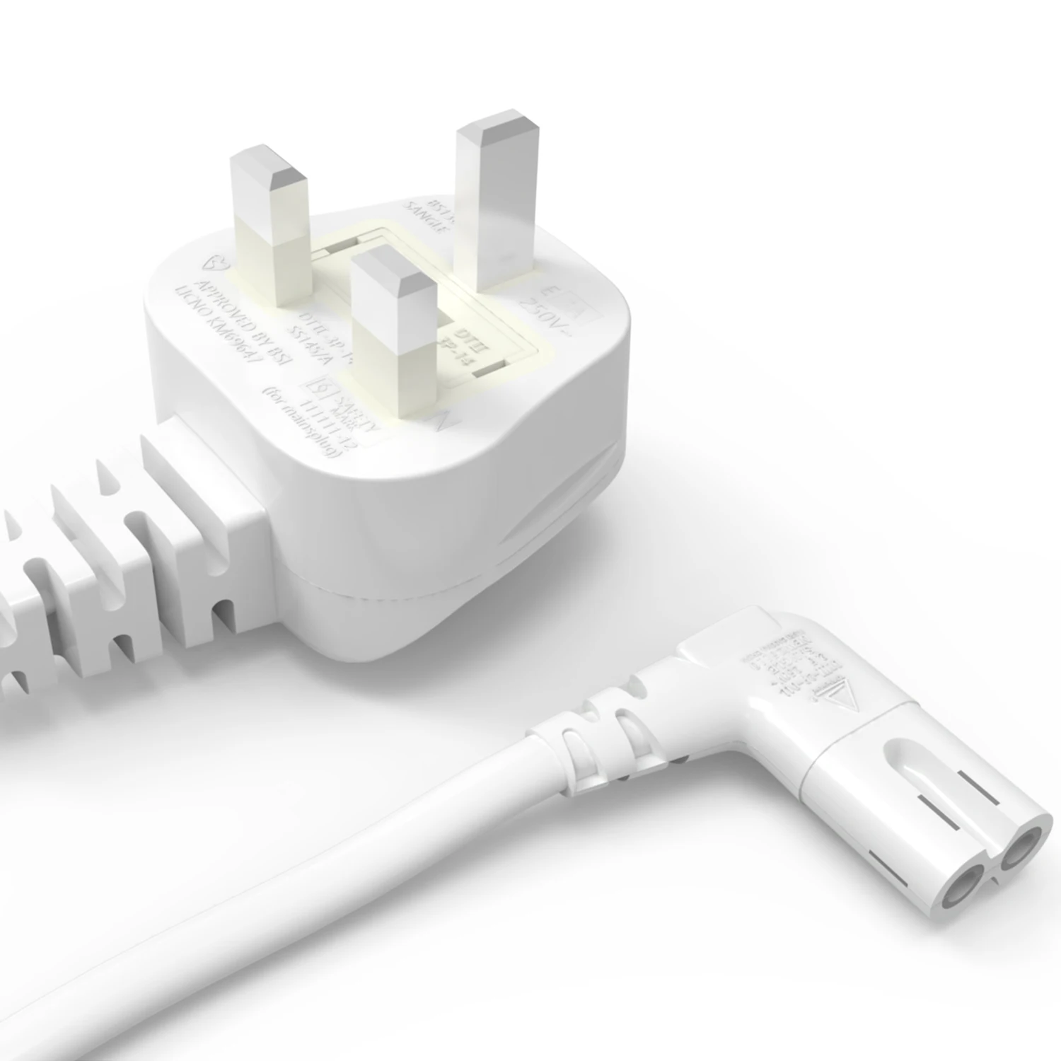 المملكة المتحدة التيار المتناوب سلك الطاقة 3 الشق إلى الزاوية 90 درجة IEC C7 الشكل 8 لسامسونج LG سوني شارب LED التلفزيون ، PS4 PS3 كابلات الطاقة