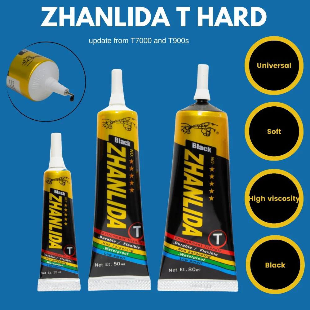 15ML/50ML/80ML Zhanlida T Hard Black Contact Glue Universal Diy Cellphone Repair Leaks Light Glue With Precision Applicator Tip