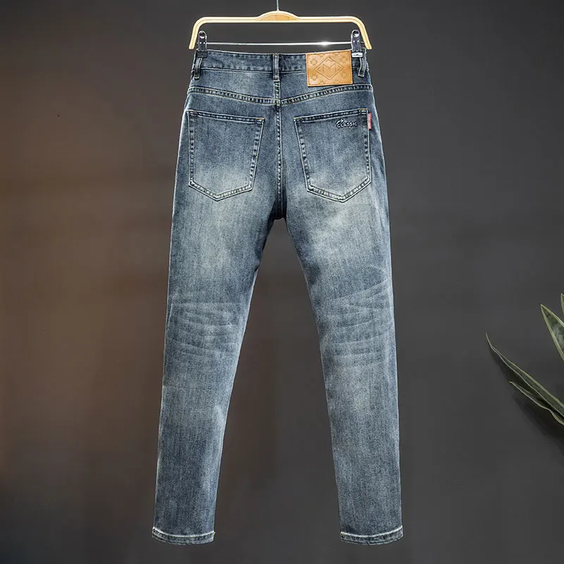 Pantalones vaqueros de alta gama para hombre, ropa a juego, nueva tendencia informal, elásticos, nostálgicos, ajustados, 2024