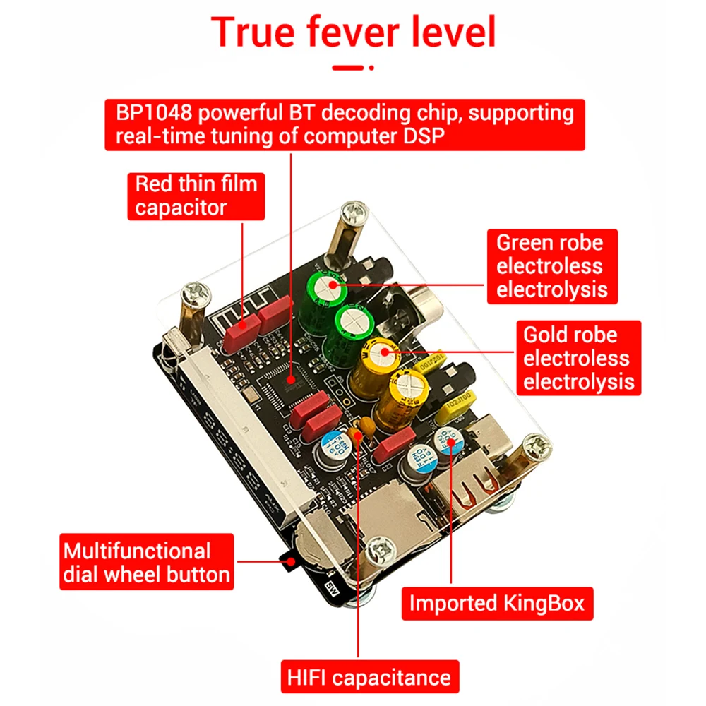 Bluetooth DSP Tuning Wireless Adapter USB DAC Audio Decoder Board BP1048B2 MP3 WAV WMA For AMP