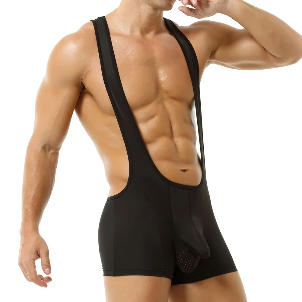 

Sexy Mens Jockstrap Undershirts Bodysuits Wrestling-Singlet Leotards Bugle Pouch Shorts Sports Jumpsuits Underwear Homme Rompers