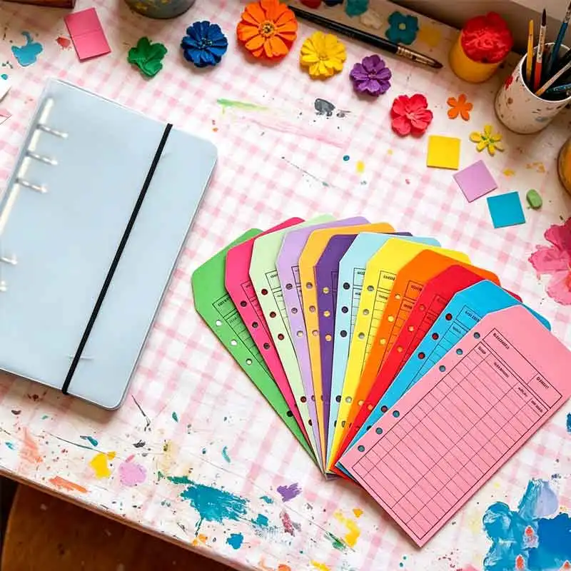 

Budget Binder with Cash Envelopes 12 Colorful A6 6-Ring Portable Planner Cash Budgeting System Organizer for Home School Office