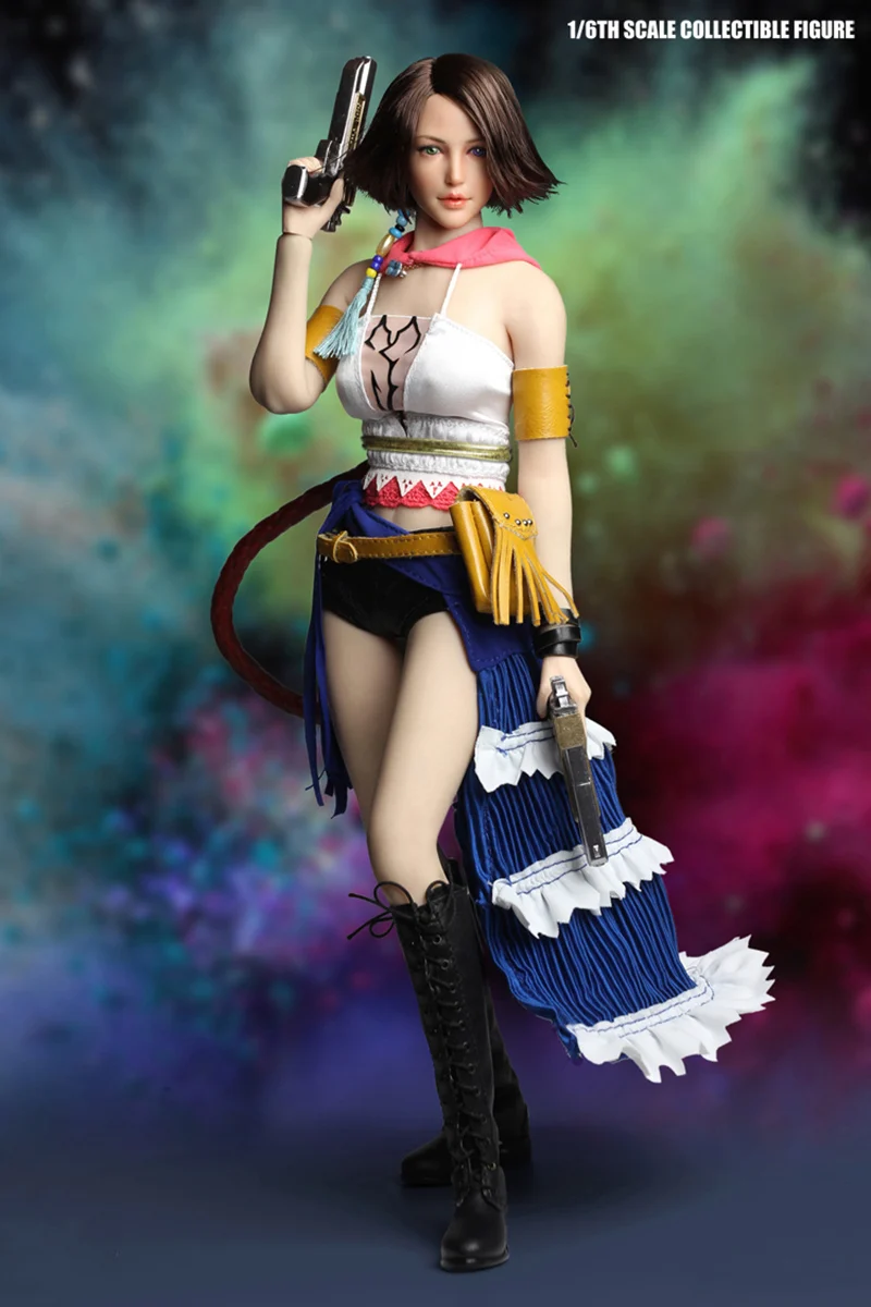 

1/6 Scale SFD Summoner YUNA Fighting Girl Female Figure Tall 28cm BJD Action Figure Doll Soft Silicone Model Toys