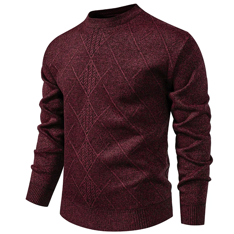 

Mens Mock Neck Pullover Knit Sweaters Autumn Winter Fleece Sweaters Daily Basic Knitwear