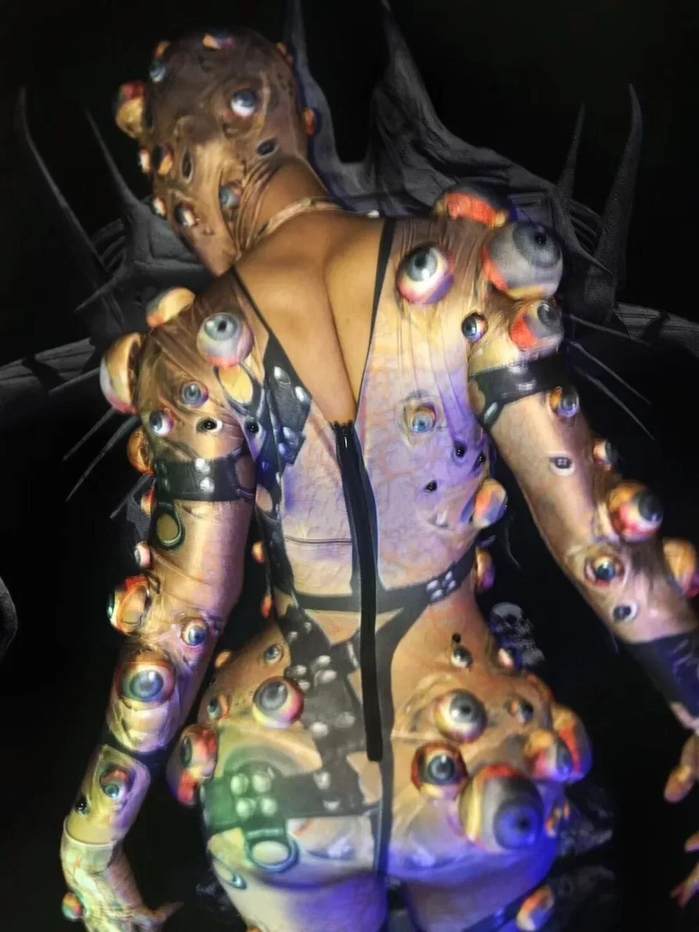 Nightclub Cosplay Leggings Women Or Men's DJ Singer Jumpsuit Halloween Printed Eyeball Stretch Jumpsuit Evening Party Bodysuit