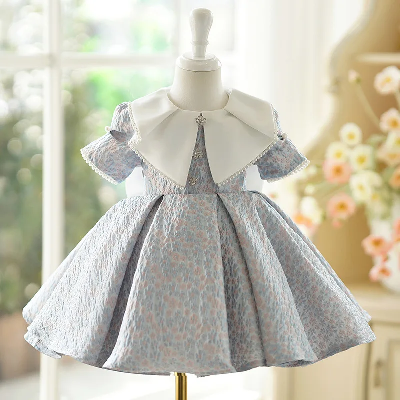 

Big bow Baby Spanish Lolita Princess Ball Gown Beading Design Birthday Party Christening Clothes Easter Eid Dresses For Girls