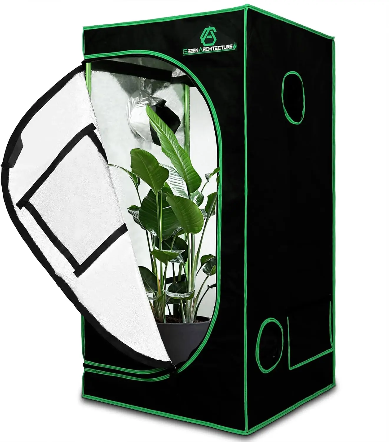 

24x24x48 Indoor Hydroponic Grow Tent with Reflective Mylar, Observation Window & Waterproof Tray for Plant Cultivation
