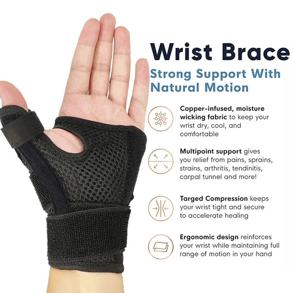 Flexible Handgelenk-Daumen-Stützorthese für Sehnenentzündung und Arthritis, atmungsaktiver Daumenschutz, passend für rechte und linke Hand – Detail 4