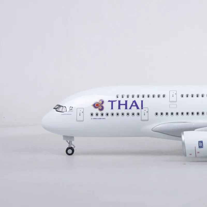 2025 New 46cm Thai Airways A380 Resin Aircraft Model Aviation Ornament Souvenir Model Airplane With Light Collection Decoration