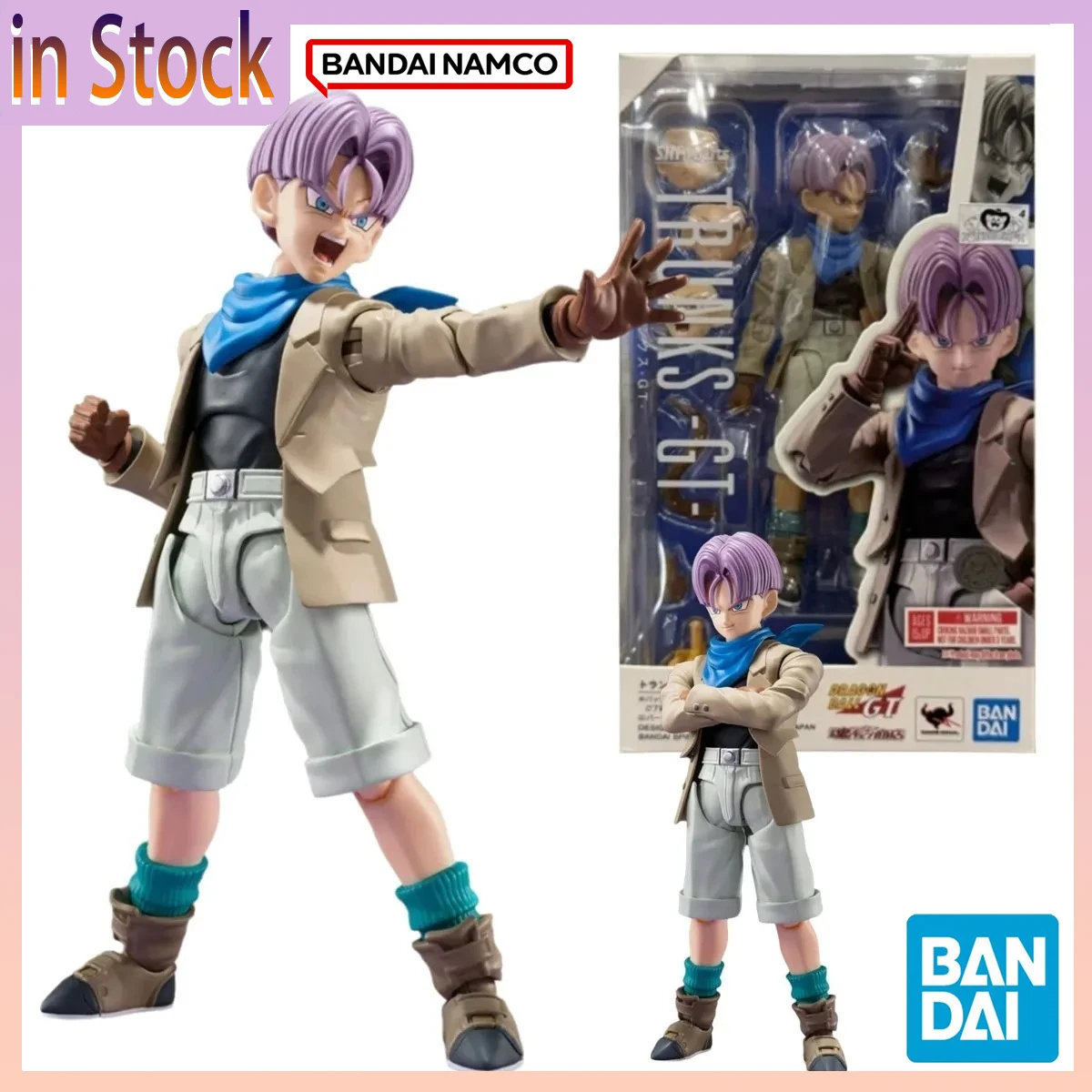 

In Stock BANDAI Oficial Genuine Dragon Ball Model Kit SHF 1/12 Figures Original TRUNKS GT Anime Model Toys Kid Gift Original Box