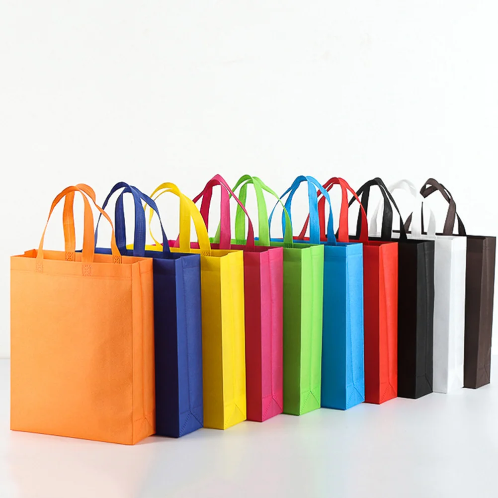 

30PCS 10 Colors Recyclable Handbags Portable Tote Bags Nonwovens Shopping Bags (Vertical Version)