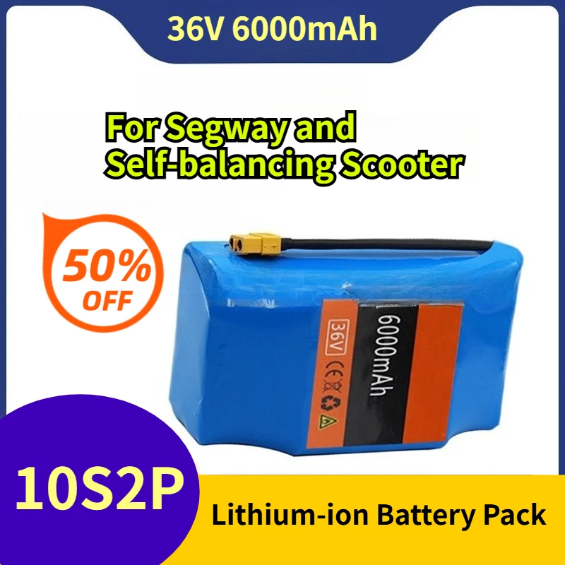 

36V 6000mAh 10S2P 18650 Lithium-ion Battery Pack for Segway and Self-balancing Scooter